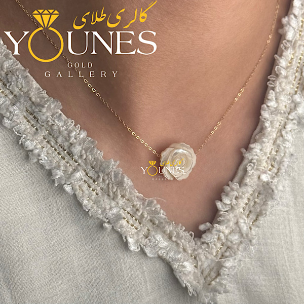 گردنبند طلا سوارسکی گل رز هلندی